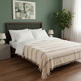 Bs Home Yatak Örtüsü, Pike, Koltuk Örtüsü, Çok Amaçlı Örtü - Ekru - Kırmızı - 160 X 220 CM