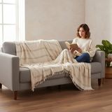 Bs Home Yatak Örtüsü, Pike, Koltuk Örtüsü, Çok Amaçlı Örtü - Ekru - Turuncu - 240 X 260 CM
