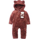 BS Hood x Arzu Design Kahverengi Pelüş Kız Erkek Bebek Oyuncaklı Ayı Tulum Kapüşonlu Fermuarlı - 0-Kahverengi - 1 Yaş