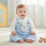 BS Hood x Ipek Atlas Erkek Kız Bebek Çocuk Müslin Salopetli Takım - 00Mavi - 5 Yaş