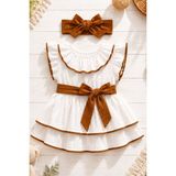 BS Hood x Ipek Atlas Kız Bebek Çocuk Yazlık Müslin Elbise - Kahverengi - 5 Yaş