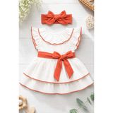 BS Hood x Ipek Atlas Kız Bebek Çocuk Yazlık Müslin Elbise - Kiremit - 3 Ay
