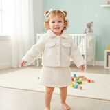 BS Hood x Ipek Atlas Kız Çocuk Ceketli Etekli Peluş Takım - 01.Ekru - 2 Yaş