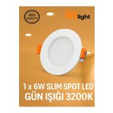 Bs Light 6W Slim Spot LED – Gün Işığı 3200K | Alçıpan Uyumlu, Enerji Tasarruflu Tavan Spotu