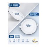 Bs Light 9W Slim LED Panel Spot Yuvarlak Sıva Altı Armatür 6400K Beyaz Işık