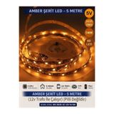 Bs Light Amber Şerit Led 3 Çipli İç Mekan Şerit Led 5 mt.lik Rulolar Halinde (12v Trafo ile Çalışır)(Pilli Değildir)