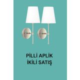 BSA LIGHTING (2 ADET)PİLLİ ANAİS TEKLİ KROM MODERN APLİK ( BEYAZ ABAJURLU)İKİLİ SATIŞ