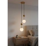 BSA LIGHTING OBRIT ESKİTME BOYALI 2'Lİ (120 CM ) YATAK BAŞI AYNA YANI DEKORATİF SARKIT AVİZE( BEYAZ GLOP CAMLI)