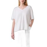 BSB Pamuk Karışımlı Oversize V Yaka Bluz Kadın BLUZ 053, Beyaz, XS