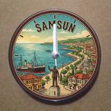 Bsb Samsun Temalı Magnet Saat Buzdolabı Süsü Duvar Saati 10,5cm MS1060