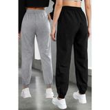 BSBSPOR Kışlık İçi Pamuklu Bol Eşofman Altı Set Ikili 2li Oversize Erkek Kadın Unisex Paçası Lastikli - 0CN-Gri