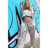BSBSPOR Yazlık Eşofman Altı Erkek / Kadın Unisex Ultra Bol Beli Lastikli Çift Cepli - Gri - 6XL
