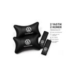 BsElektronik Volkswagen Uyumlu Papyon Yastık Boyun Yastığı+emniyet Kemer Kılıfı Takım