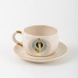 Bsk Ceramics Handmade Harfli Nazar Çay Fincanı Yeşil - J