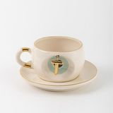 Bsk Ceramics Handmade Harfli Nazar Çay Fincanı Yeşil - T