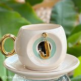 Bsk Ceramics Handmade Harfli Nazar Kahve Fincanı Yeşil - J