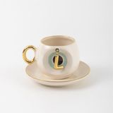 Bsk Ceramics Handmade Harfli Nazar Kahve Fincanı Yeşil