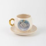 BSK Ceramics Handmade Mavi Balina Kahve Fincanı El Yapımı