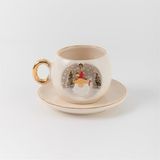 BSK Ceramics Handmade Noel Baba Kahve Fincanı Seramik Çay Kahve Fincan Yılbaşı Hediyelik Kupa Kardan Adam Çam Ağacı - 150 ml - Beyaz