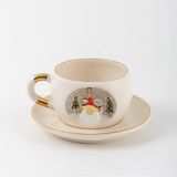 BSK Ceramics Handmade Noel Baba Kupa Seramik Çay Kahve Fincan Yılbaşı Hediyelik Kardan Adam Çam Ağacı - 220 ml - Beyaz