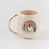 BSK Ceramics Handmade Noel Baba Kupa Seramik Çay Kahve Fincan Yılbaşı Hediyelik Kardan Adam Çam Ağacı - 350 ml - Beyaz