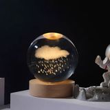 Bşk Virgo 3D Kristal Cam Küre Gece Lambası - Yağmur Bulutu - Gün Işığı