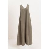 BSL Oversize Keten Midi Elbise