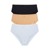 BSM 3'lü Kadın Pamuklu Yüksek Kalite Slip Rahat Bato Külot (XL, Siyah-Beyaz-Ten)