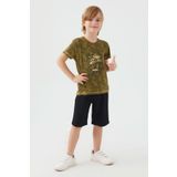 Bsm Erkek Çocuk Kısa Kol Haki Bermuda Pijama Takım 2564