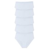 Bsm Kadın 5'li Yüksel Bel Ribana Slip Külot 24803 JAKARLI BEYAZ B0121M024803 Beyaz XL