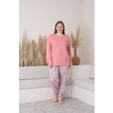 BSM Kadın Yüksek Kalite Battal Uzun Kol Rahat Penye Pamuklu Pijama Takımı