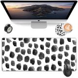 BSMOSPER Dikişli Kenarlı Büyük Mouse Pad Kaymaz Kauçuk Tabanlı Çalışma Oyunları, Ofis Bardak Altlıkları, Siyah Beyaz Noktalar