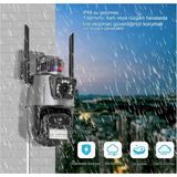 Bşr.cmr 50.8mp 4K Full Hd Çift Lensi Alarmlı Su Geçirmez Dış Mekan Güvenlik Kamerası - Siyah