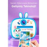 Bşr Tech Dijital Fotoğraf Makinesi Çocuk Termal Resim Kağıt Baskılı Yazıcı Kamera Video Makinesi CMR18 - Mavi