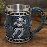 Bsre Çelik Iç Yüzeyli Kupa Bardak - 3D Astronot Figürlü - Renkli