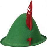 BSRE Peter Pan Şapkası Yeşil Renk Kırmızı Tüylü