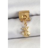 Bsre Sallantılı Deniz Yıldızı Ve İstiridyeli Gold Renk Nomination Charm (316L Çelik)
