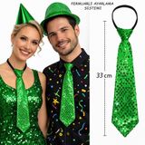 Bsre Yeşil Pul Payetli Işıltılı Parti Kravatı (33 cm)
