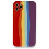 BSSM Ebruli Lansman Silikon - Kırmızı Mor iPhone 11 Pro Kılıf