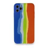 BSSM Ebruli Lansman Silikon - Mavi Turuncu iPhone 11 Pro Kılıf