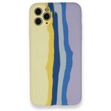 BSSM Ebruli Lansman Silikon - Sarı Lila iPhone 11 Pro Kılıf