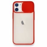BSSM iPhone 11 Palm Buzlu Kamera Sürgülü Silikon Kırmızı Kılıf