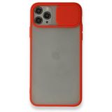 BSSM iPhone 11 Pro Max Palm Buzlu Kamera Sürgülü Silikon Kırmızı Kılıf