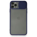 BSSM iPhone 11 Pro Max Palm Buzlu Kamera Sürgülü Silikon Lacivert Kılıf