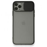 BSSM iPhone 11 Pro Max Palm Buzlu Kamera Sürgülü Silikon Siyah Kılıf