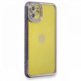 BSSM iPhone 12 Joke Taşlı Silikon Mor Kılıf