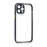 BSSM iPhone 12 Miami Şeffaf Silikon Lacivert Kılıf