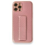 BSSM iPhone 12 Pro Coco Karbon Standlı Kapak Pembe Kılıf