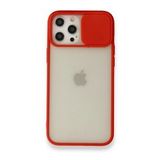 BSSM iPhone 12 Pro Max Palm Buzlu Kamera Sürgülü Silikon Kırmızı Kılıf