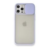 BSSM iPhone 12 Pro Max Palm Buzlu Kamera Sürgülü Silikon Lila Kılıf